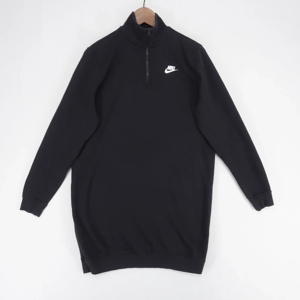 Nike Air Sweatshirt Dress Womens S Black Quarter Zip Long Sleeve  French Terry